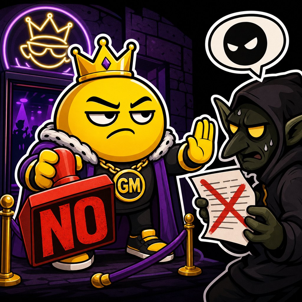 GMFAM security bouncer warning not to share seed phrases